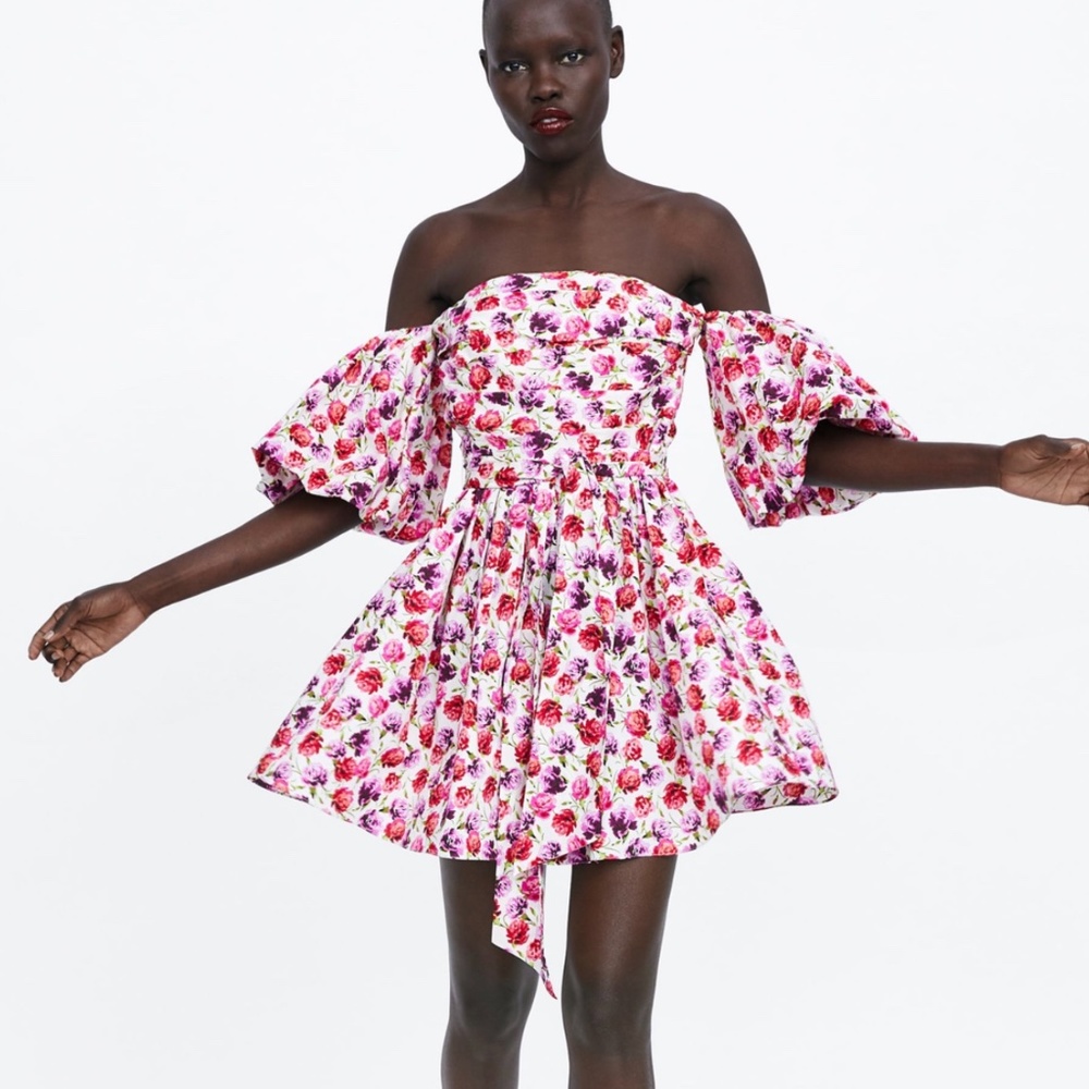 Zara Off Shoulder Floral Mini Dress Large